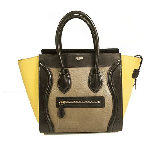 celine celine mini luggage tote tricolor calfskin & suede-limited edition|Celine leather luggage.